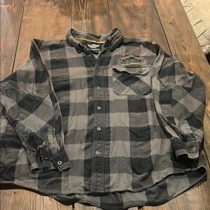 Harley-Davidson Black and Gray Casual Button Down Shirt